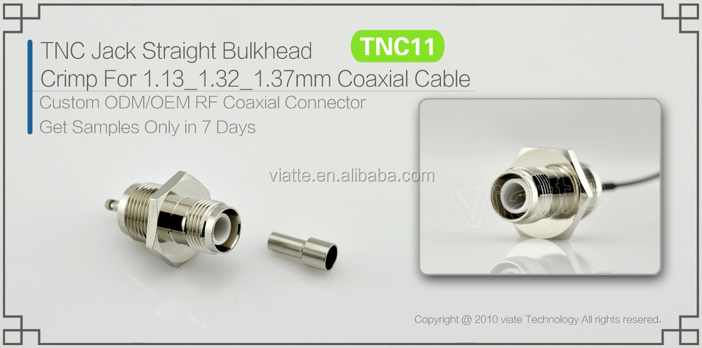 Tncジャック/1.13_1.32_1.37mmメスストレートバルクヘッド圧着同軸ケーブルのコネクタのための仕入れ・メーカー・工場