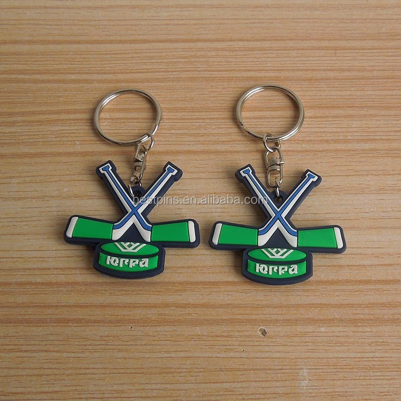 Sports Everts Souvenirs Eco-friendly 3D Soft PVC Hockey Ball Keychain