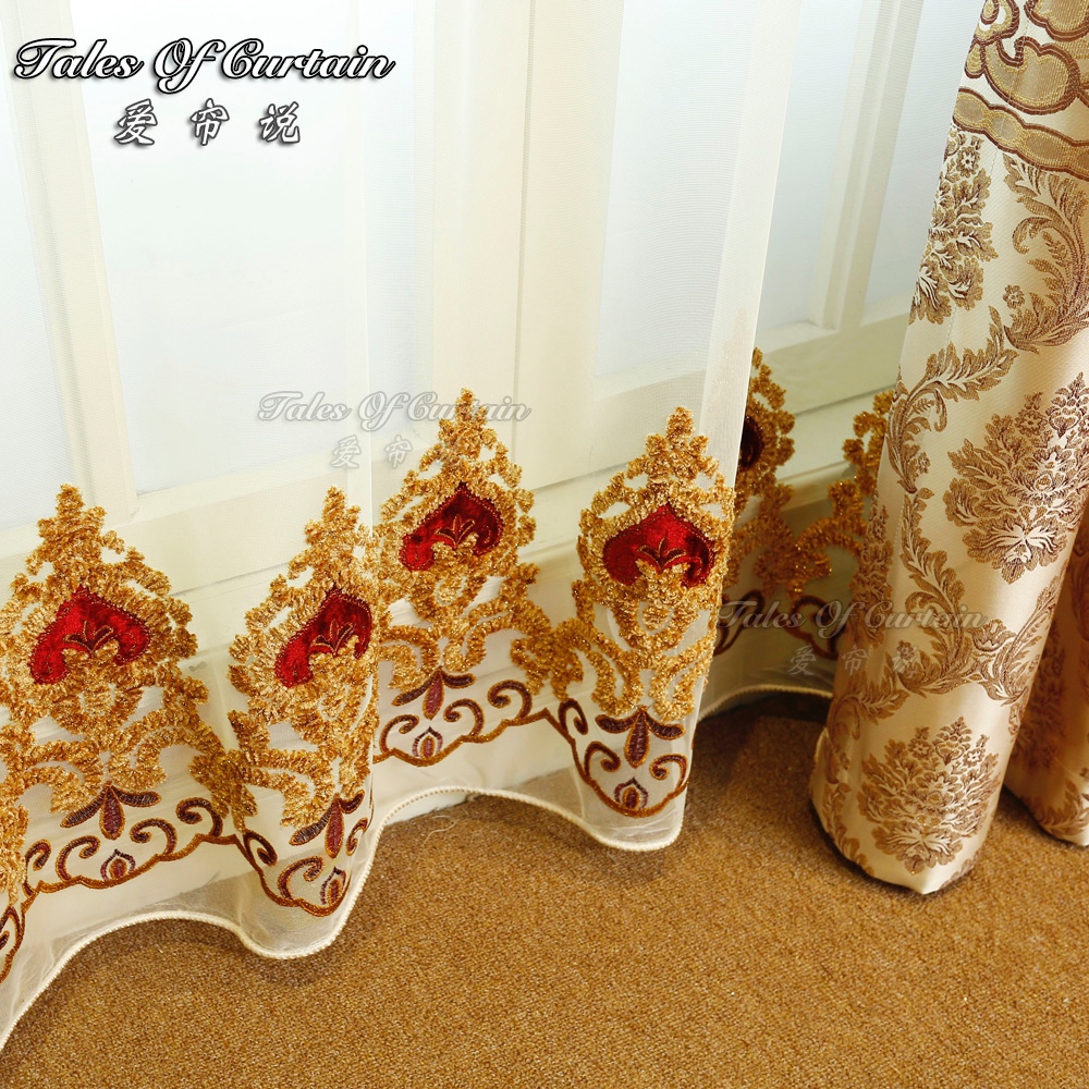 Elegante woonkamer gordijn moderne bloemen ontwerp met organza ...