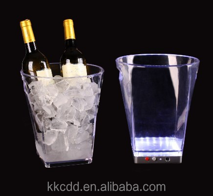 Champagne LED illuminated plastic ice bucket with stand