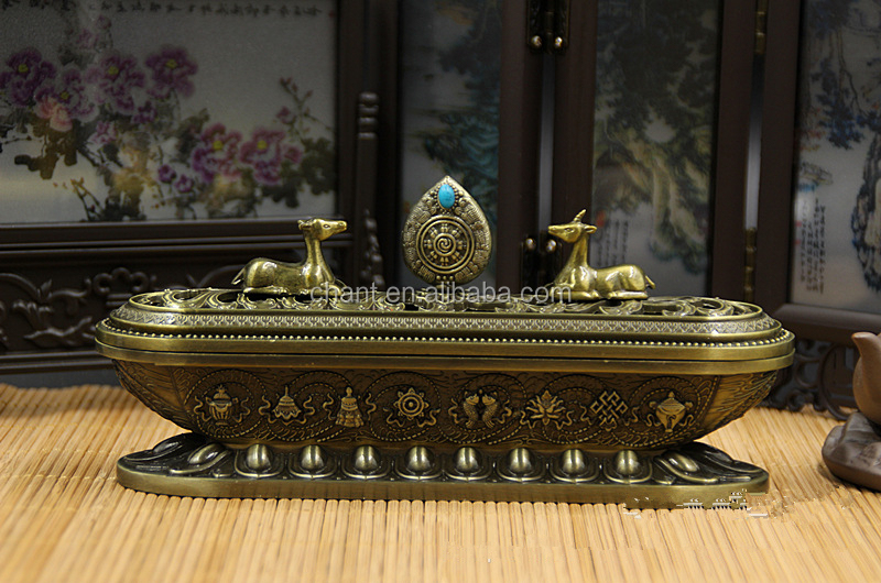 工場出荷時の価格ハングbuddhismitem金のomマニパドメライン8縁起の良い金付きアロマディフュ香炉、 銅、 青銅仕入れ・メーカー・工場