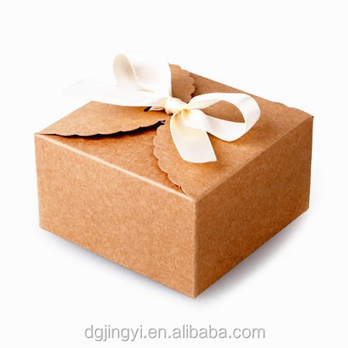 bow kraft paper packaging gift box/brown kraft paper box for