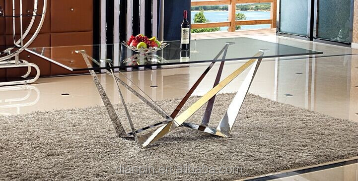 ステンレス鋼現代のダイニングテーブルセット、ガラスダイニングテーブル、ダイニングルームのテーブル、仕入れ・メーカー・工場