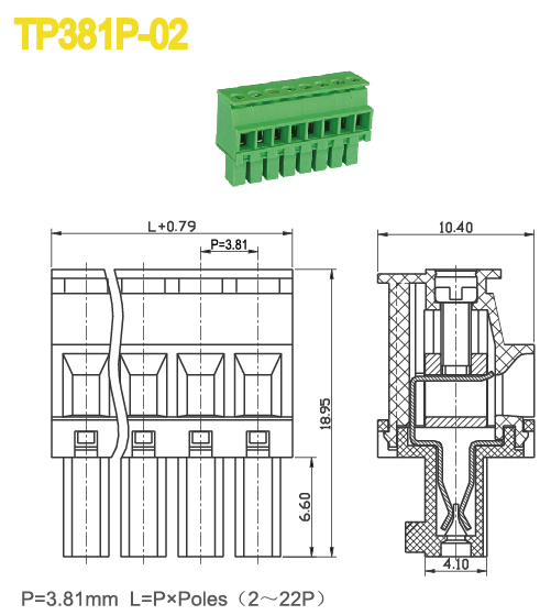 プラグ- で3.81ミリメートルネジ端子台コネクタに使用されるサーボドライブ300v8a2p-22pプラグイン可能なターミナルブロック仕入れ・メーカー・工場