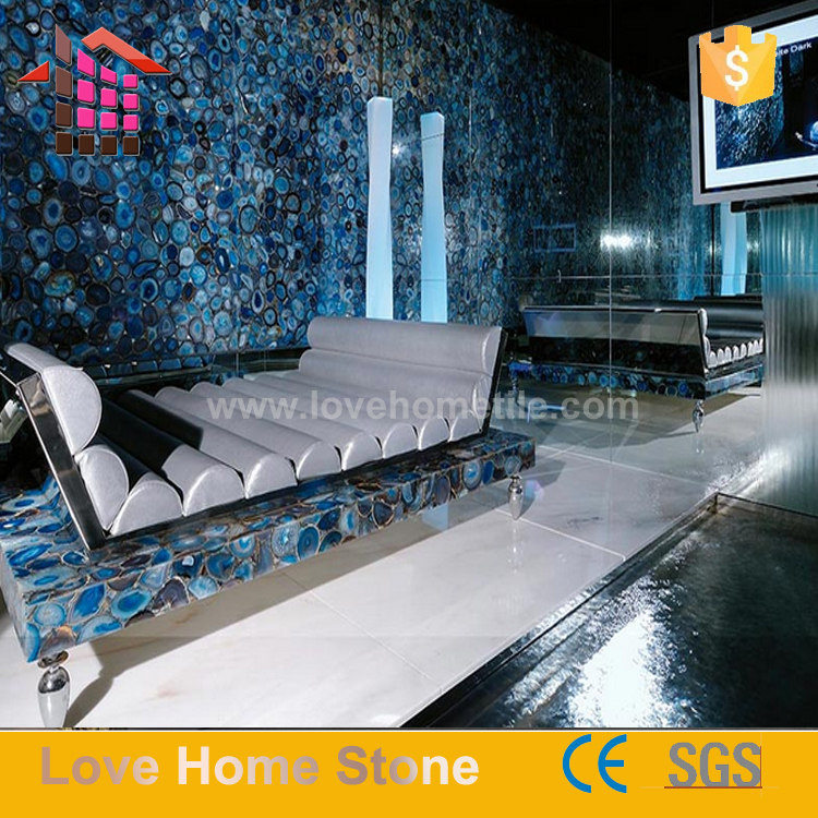 Building Material Blue Color Agate Jade Onyx Onyx Fireplace Design