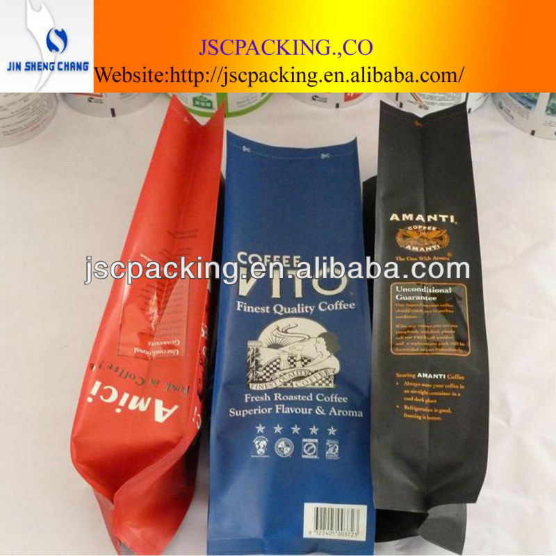 custom wholesale side gusset coffee bags with valve/tea bag with good printing