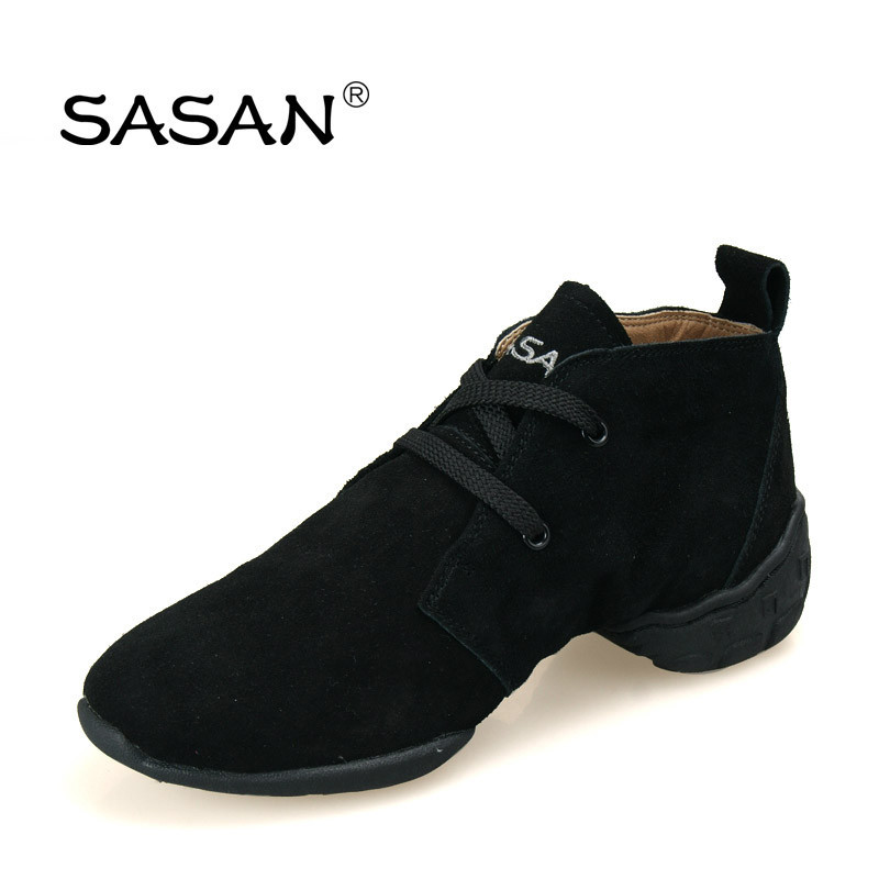 Round Toe Lacing Woman Fashion Split Sole Line Dance Shoes Genuine