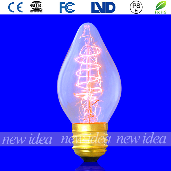 2016最新デザイン/最新モデルc90ノスタルジックスパイラルフィラメント電球、エジソンキャンドル電球25ワット/40ワット/60ワット仕入れ・メーカー・工場