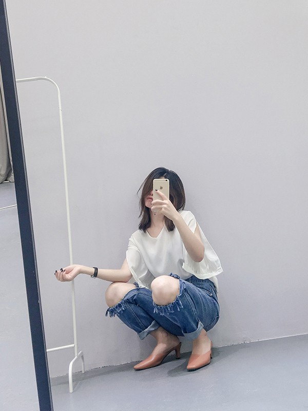 女性のvネックスリットオープンバットウィングスリーブルーズはブラウスシフォンシャツファッションデザインodm oemサプライヤー工場guagnzhou仕入れ・メーカー・工場