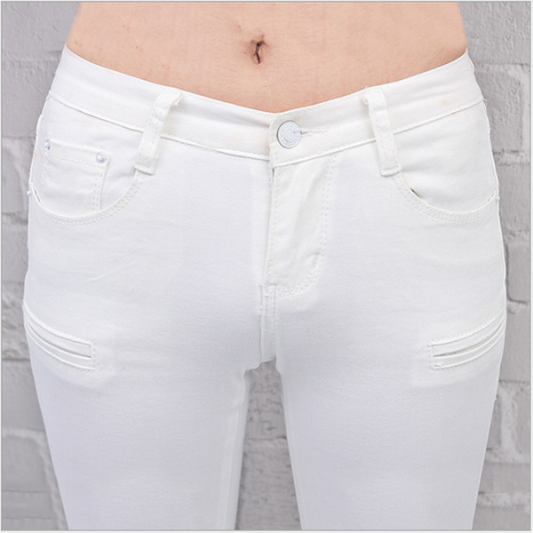 新しいスタイルの白い鉛筆girleスキニー女性ビッグサイズのコットンポリエステル全長白人女性のジーンズのジーンズのズボン仕入れ・メーカー・工場