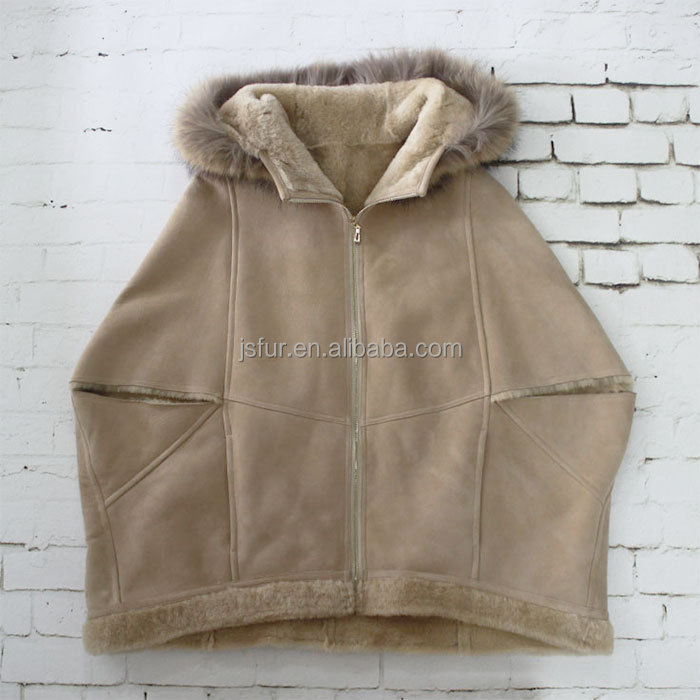 トップファッションラクダ色最高品質レディース毛皮と革のシープスキンダブルフェイス1.jpgpaovercoat卸売バットスリーブコート仕入れ・メーカー・工場