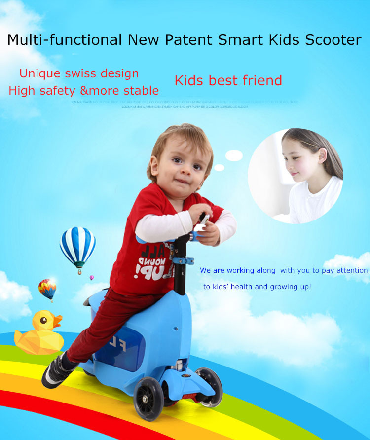 新しい子供31スクーターの安定した座席および取り外し可能な容器と熱い販売のための仕入れ・メーカー・工場