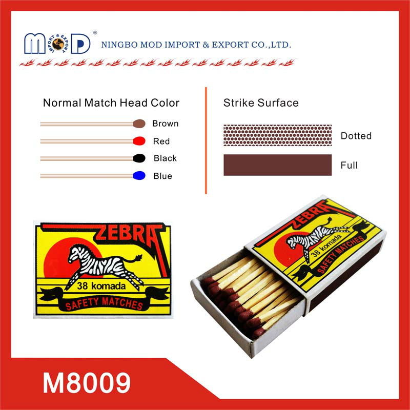 High Quality Zebra Brand Household Wooden Safety Matcheschina Match