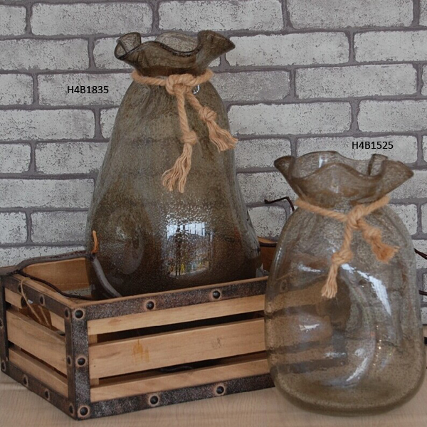 手- 吹き茶色の袋状のガラス花瓶卸売問屋・仕入れ・卸・卸売り