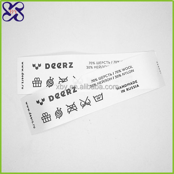 Eco-friendly printed silk labels for clothes Kids garment size label