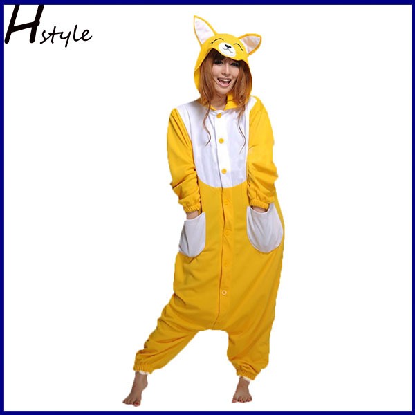 キツネの動物のかわいい黄色のパジャマ衣装dwy074フルボディ仕入れ・メーカー・工場
