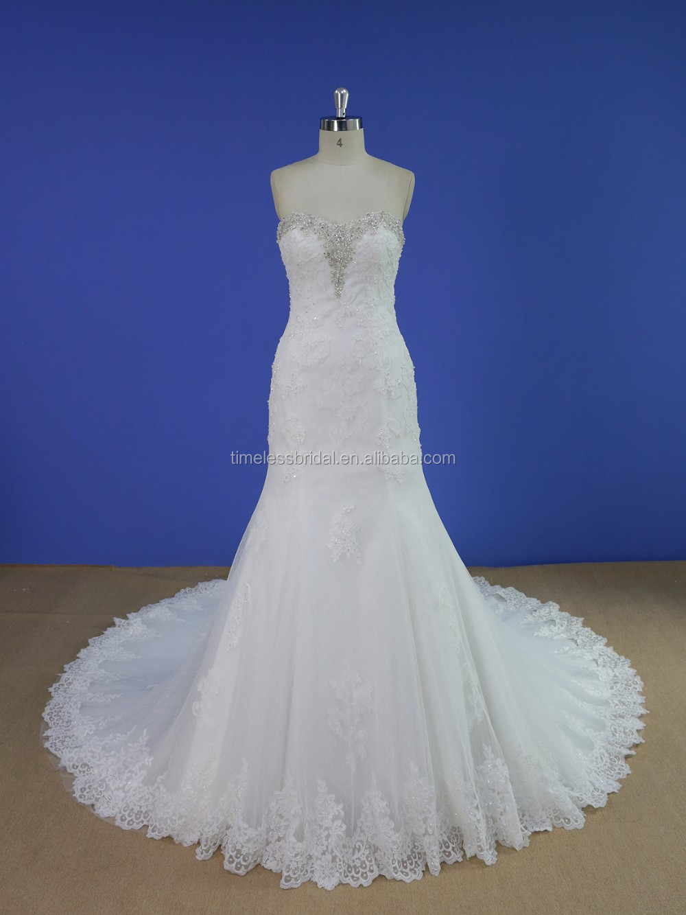 Sweetheart Neckline Beaded Top Lace Mermaid Wedding Dress Pattern