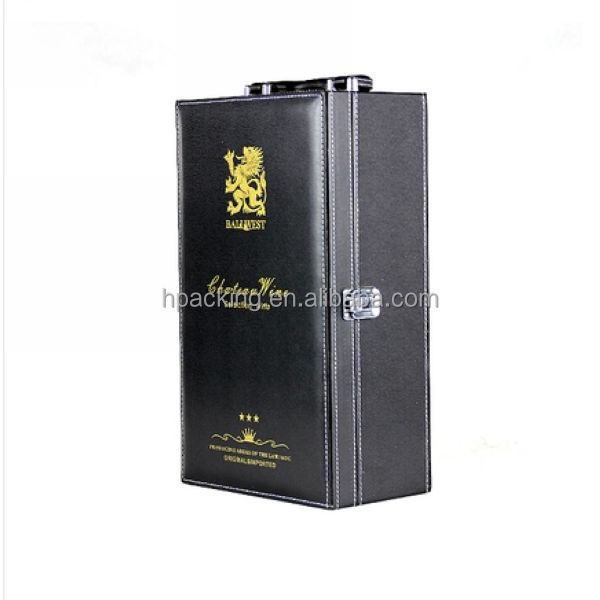 accept custom order black pu leather champagne flute bottle gift box