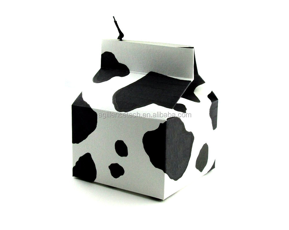 black white funny milk box small paper small gift box with