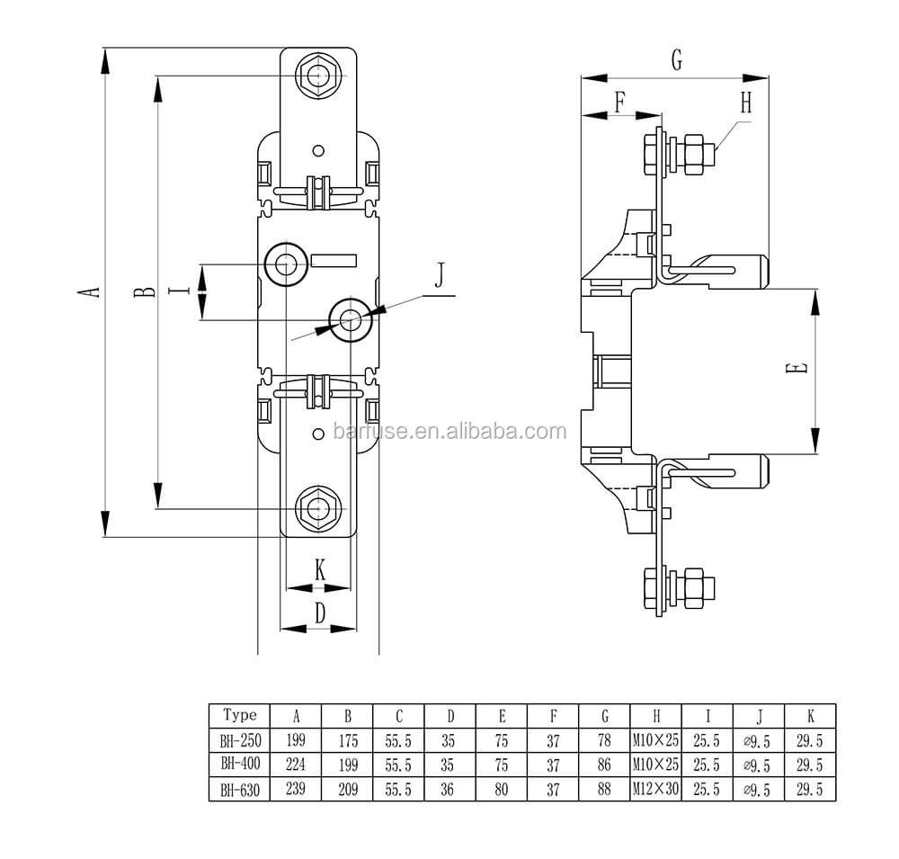Barfuse bh 160a刃タイプhrc dinレール電気ヒューズレールスイッチ仕入れ・メーカー・工場