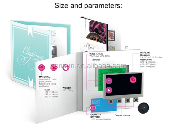 SAMPLE FREE,2.4,2.8,4.3,5,7,10.1inch TFT lcd screen video greeting card,business,invitation,video card