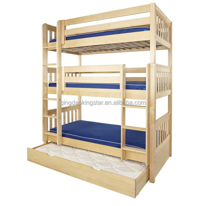 無垢材の子供二段ベッド3層ks-bb011仕入れ・メーカー・工場