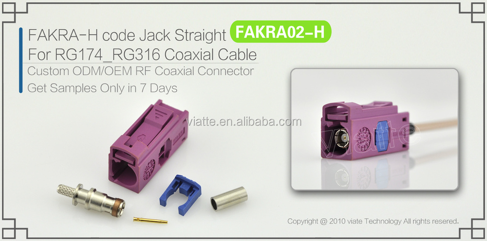 Fakra- hのコードjack/rg174_rg316メスストレート用同軸ケーブルのコネクター仕入れ・メーカー・工場