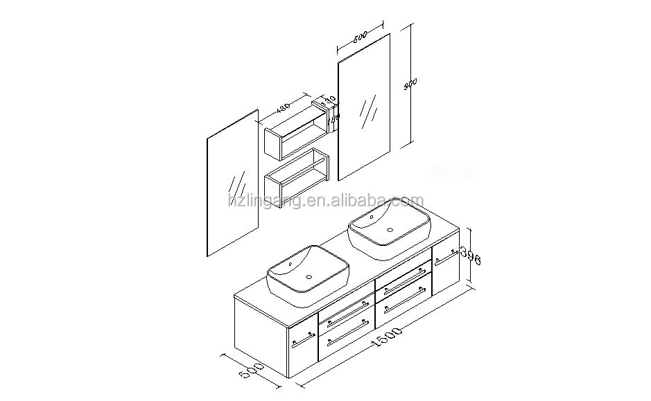 木製のモダンなホットsytle1200ミリメートルmdf経済ダブルシンクの洗面化粧台問屋・仕入れ・卸・卸売り
