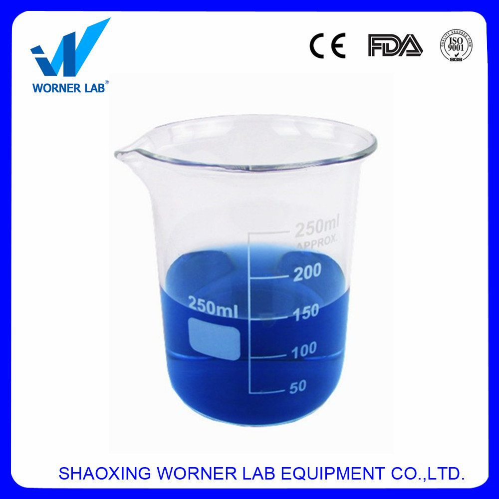 Laboratory glass measuring cylinder
