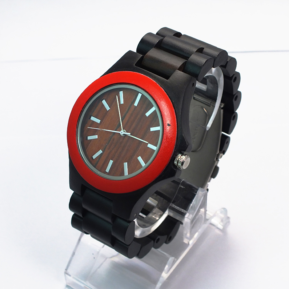 new brand black / red sandal wood watch custom dial man wooden watch