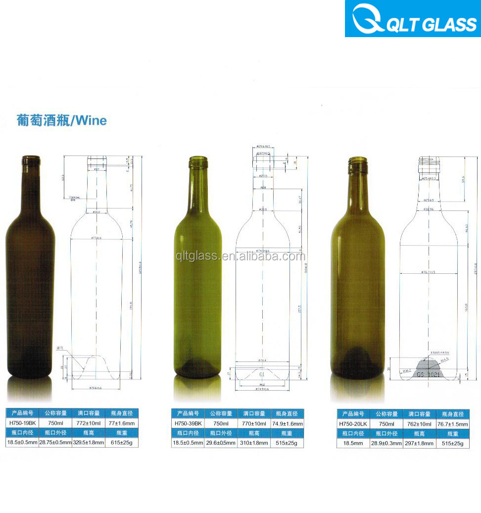 高品質の長い首750ミリリットルボルドーワインボトル/ガラスのワインボトル仕入れ・メーカー・工場