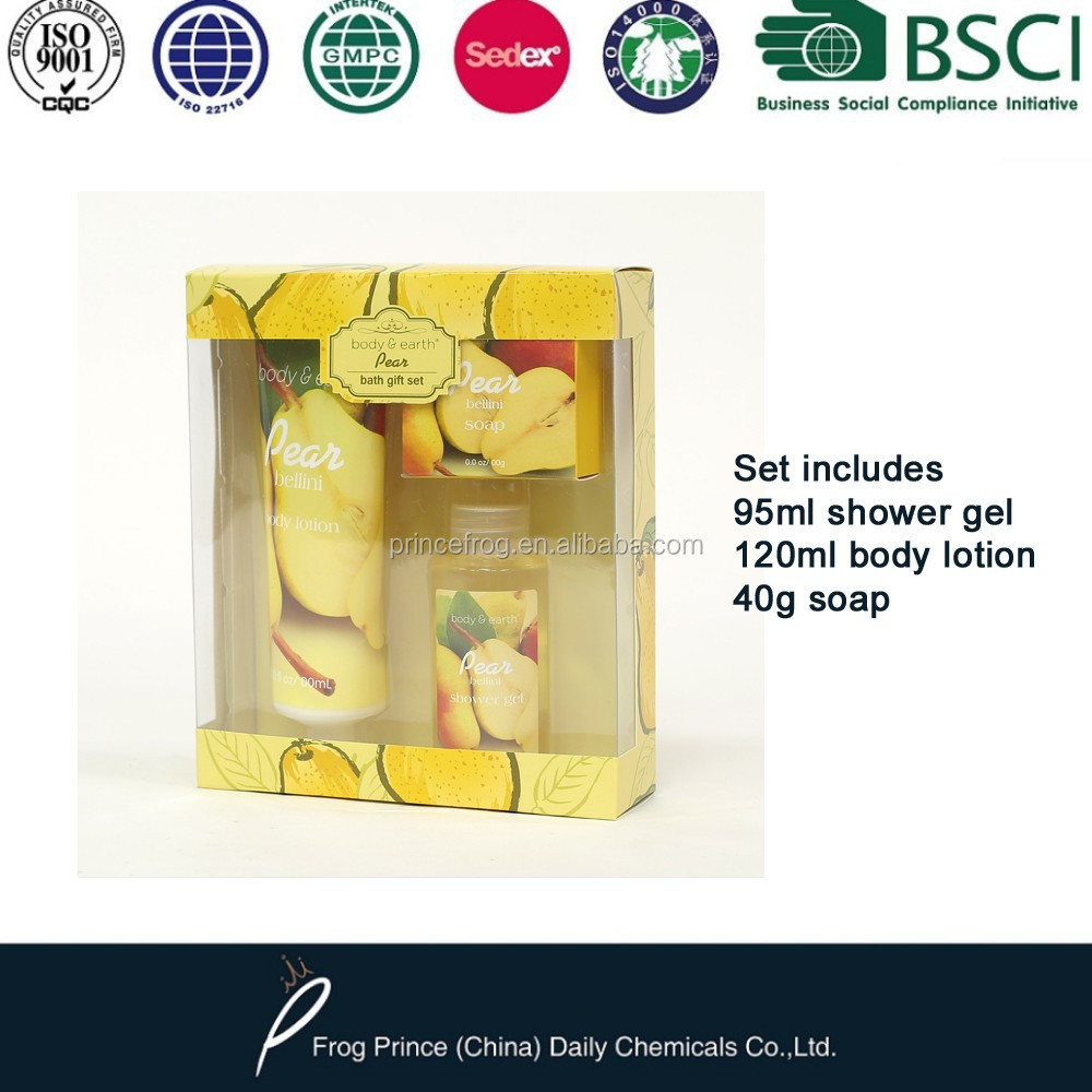 bath gift set includes shower gel and body lotion and soap