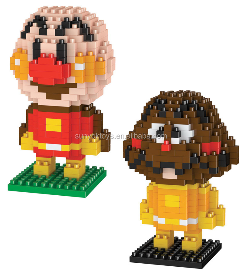 2015 funny cartoon design anpanman 3d mini kids bricks intellect