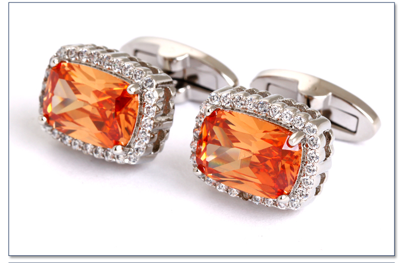 New Elegant Orange Crystal Cufflinks For Men's Accessories Buy New