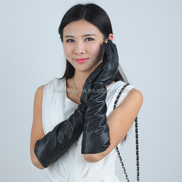 美しい女性の長い黒革手袋オペラアーム仕入れ・メーカー・工場