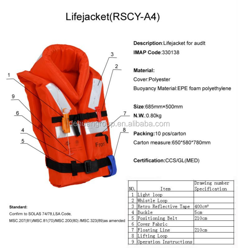 Solas Life Jacket Marine,Life Vest For Ships Buy Solas Life Jacket
