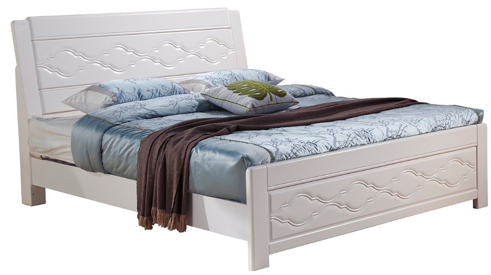 シンプルな木製の寝室の家具白ダブルベッドデザイン3102仕入れ・メーカー・工場