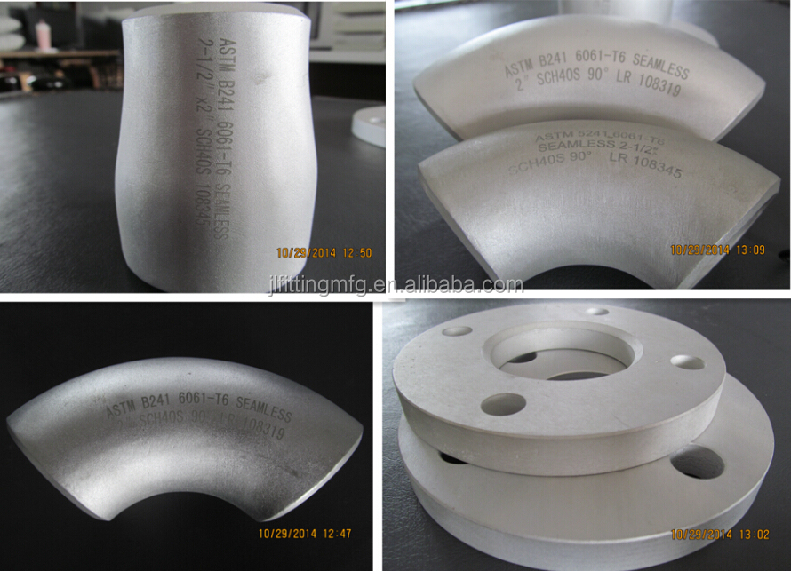 Aluminum 6061 1060 pipe fittings 90 degree elbow