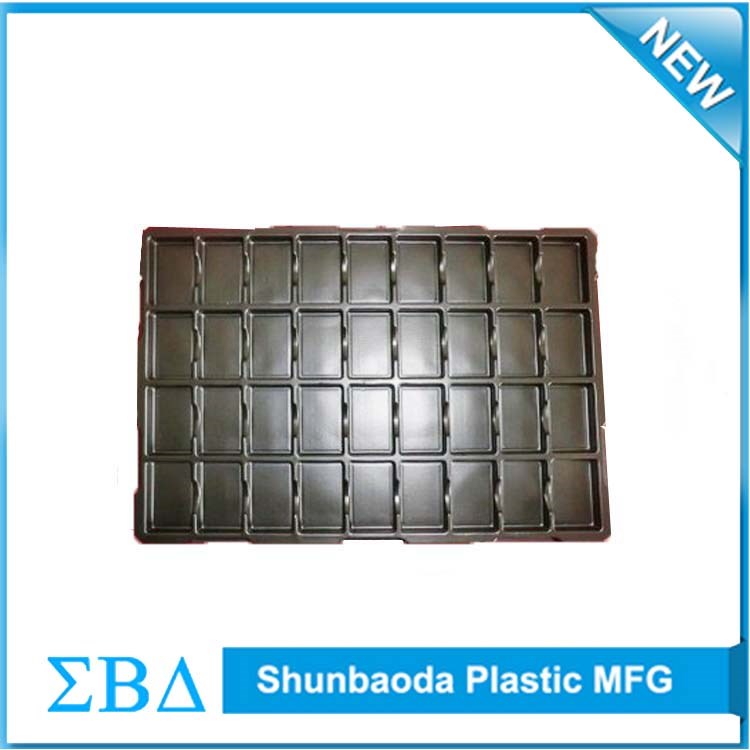 Custom high quality black plastic PCBURM vacuum formed tray, antistatic ESD tray.jpg