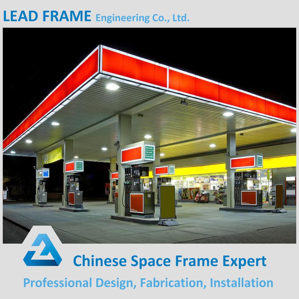 petrol station,railwaystation prefab galvanized light steel structure petrol station