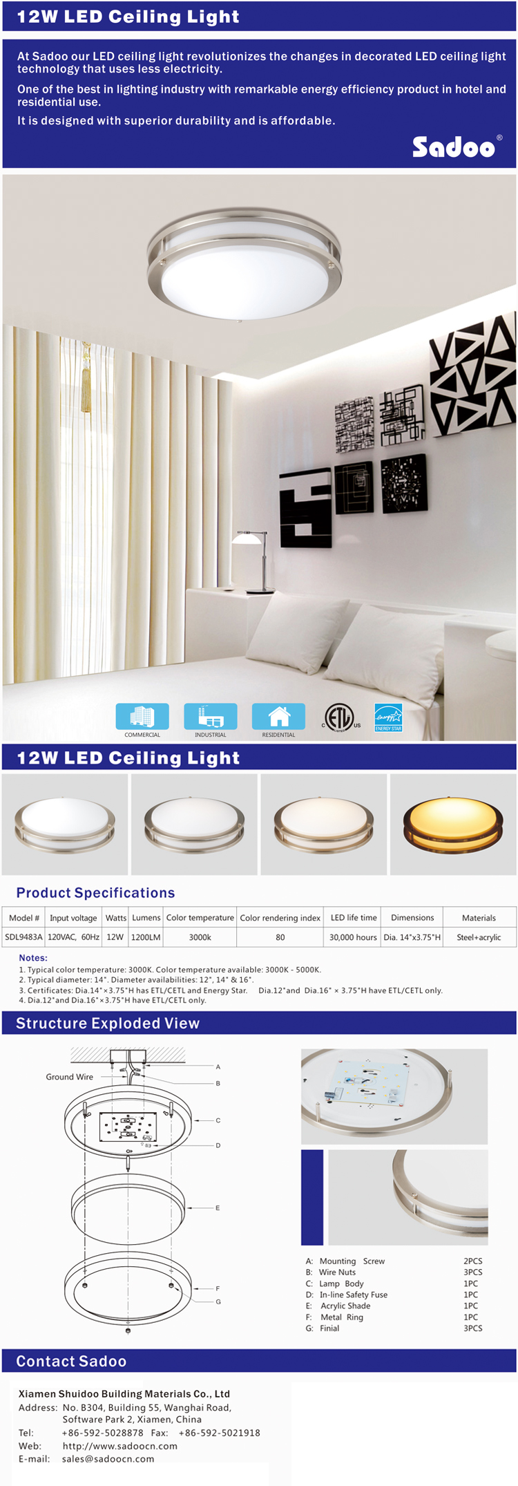12wledシーリングライトculcetis光ホテルのプロジェクトのための認証取得仕入れ・メーカー・工場
