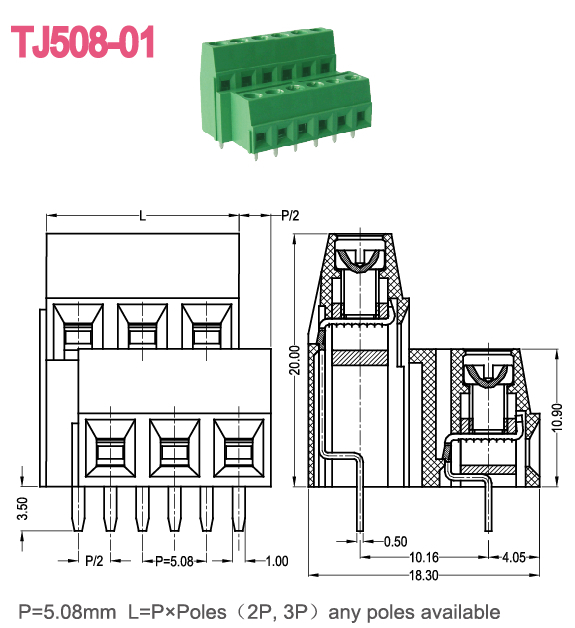 Pcbねじtermin5. 08ミリメートル二重レベルの半田ピンを持つブロック仕入れ・メーカー・工場