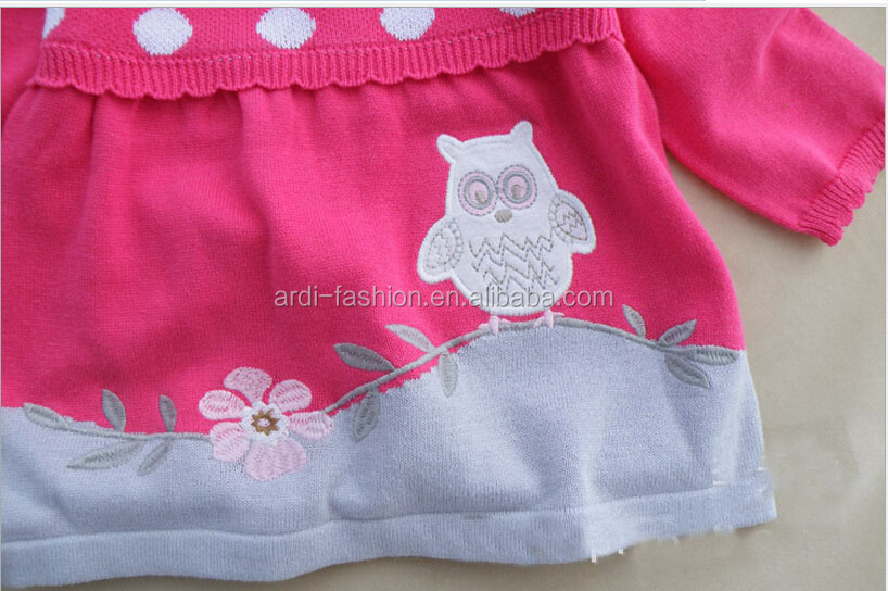 恋人のようなドット刺繍porkaフクロウの動物の赤ちゃんの女の子のためのニットセーター仕入れ・メーカー・工場