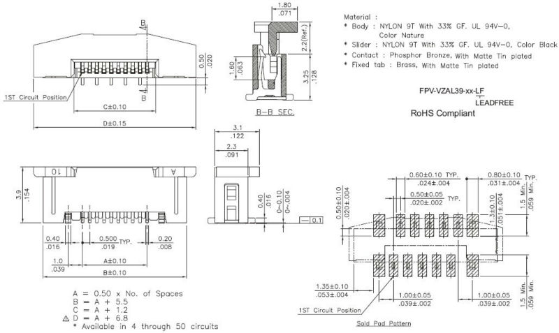 Ffc0.50ミリメートル/fpcコネクタ付きのzif- ロックタイプulcerohs指令345678101214161820304050kls1-242e60ピン仕入れ・メーカー・工場