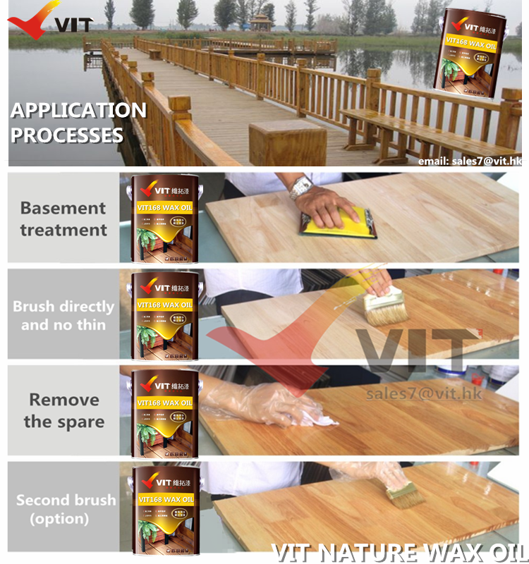 appliaction processes of VIT-168 Nature wax oil for wood product, out door wood paint, plant lacquer for wood protection, weahter and UV resistant wood paint, water resistant wood coating.png