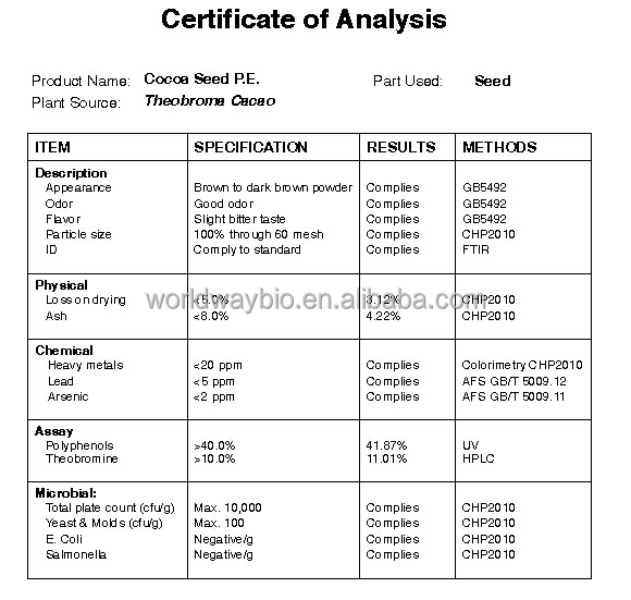 Free sample for test HACCP GMP FDA KOF-K certified company Hot sale advantage product <10% cocoa catechin