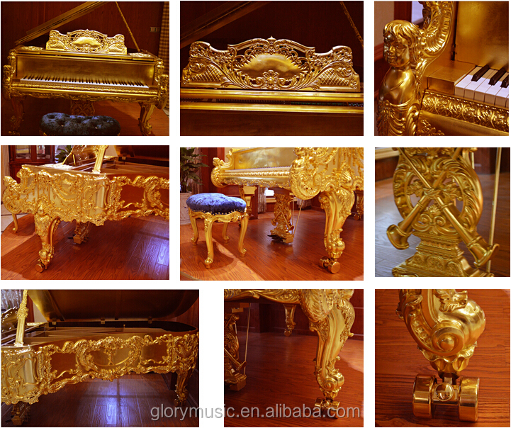 高級ホーム家具、ゴールドグランドピアノドラゴン黄金グランドピアノ用販売仕入れ・メーカー・工場