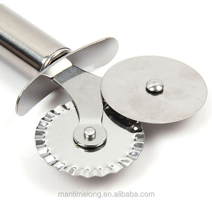 Stainless Steel Pizza Knife Cutter Pastry Pasta Dough Crimper