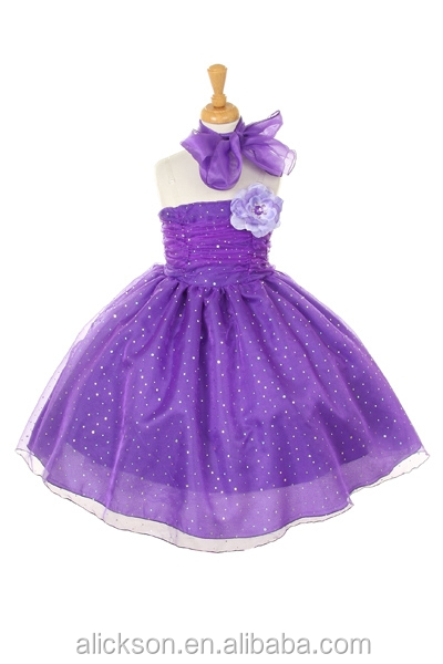 栄光ドット袖なしのビーズのストラップレスの夜会服のウェディングドレスの花女の子のための問屋・仕入れ・卸・卸売り