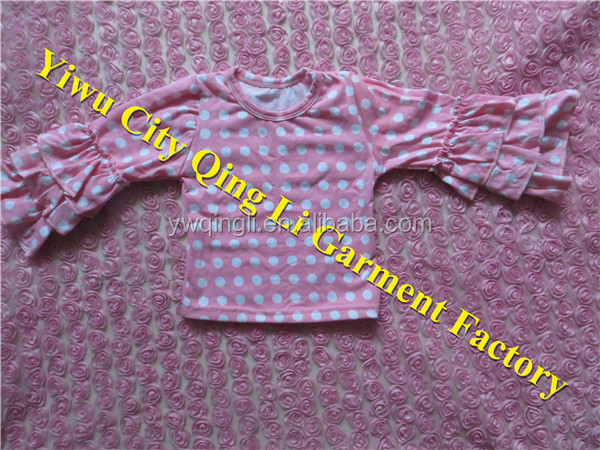 の子供の冬服ブティックpersnickety幼児の女の子の長いバブルスリーブシャツ安く固体赤ん坊の綿のブラウス問屋・仕入れ・卸・卸売り
